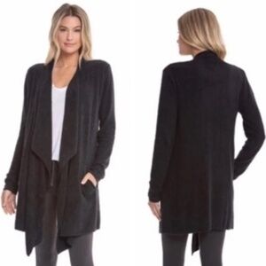 Barefoot Dreams CozyChic Lite Black Island Wrap Cardigan Style 903 Large L XL